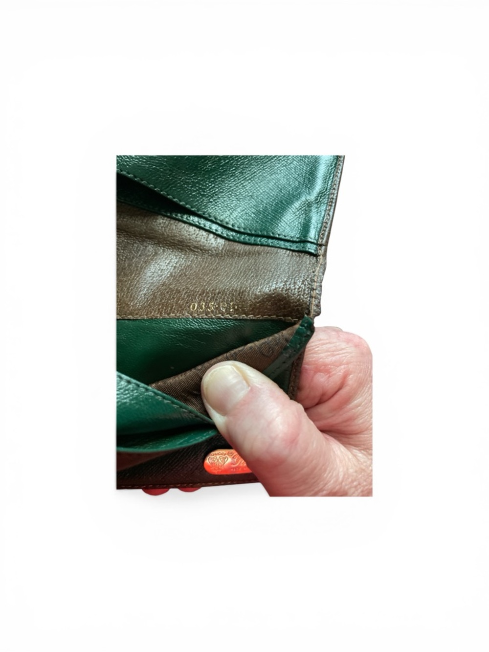 Vintage Gucci GG Supreme Sherry Line Long Wallet - Green Leather Interior - Picture 8 of 9